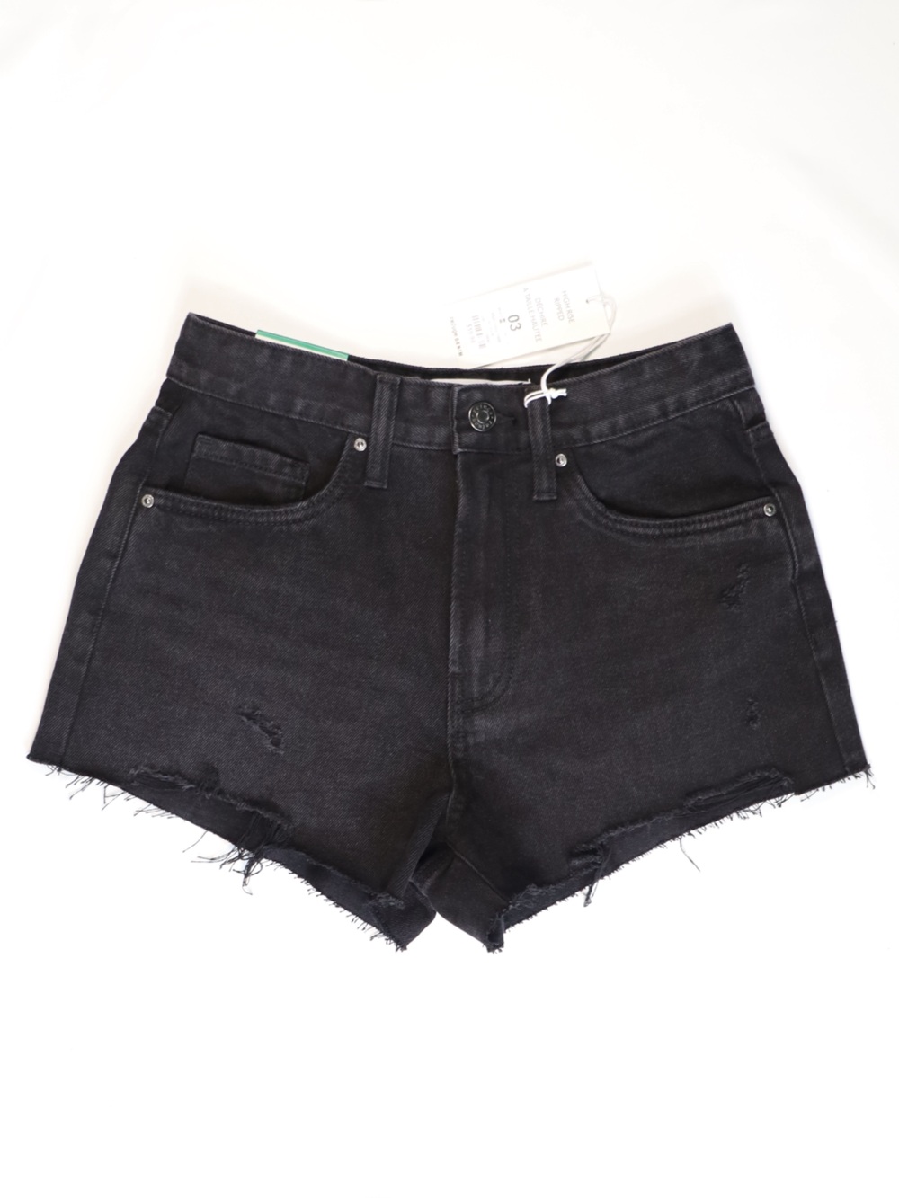 Refuge Denim Shorts Distressed High-Rise "Vintage Chelsea Shorts" | Black Size 3